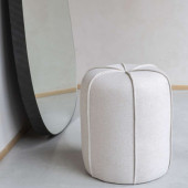 Button Stool in Oatmeal Linen 